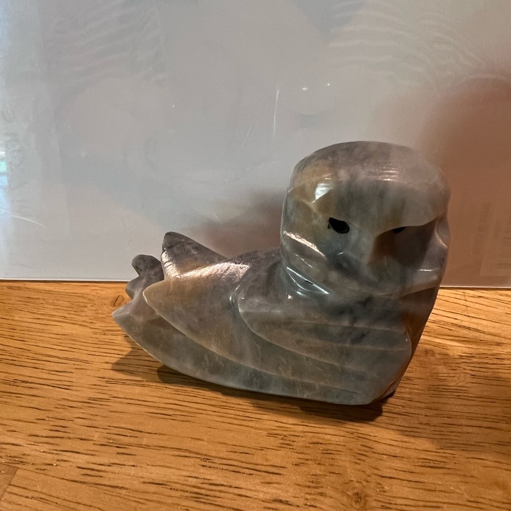 Gray Stone Owl Figurine